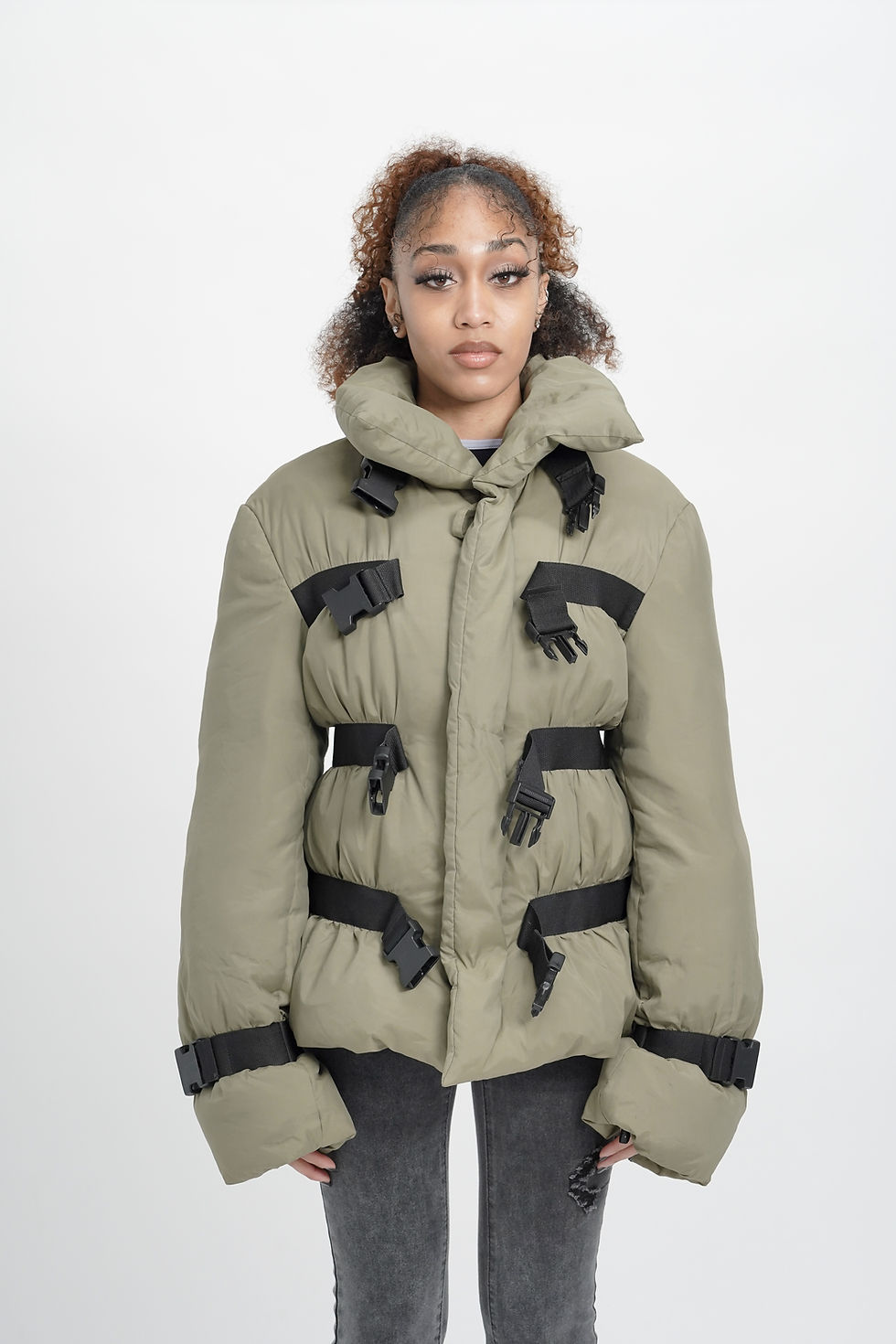 al lines add puffer jacket bondage image